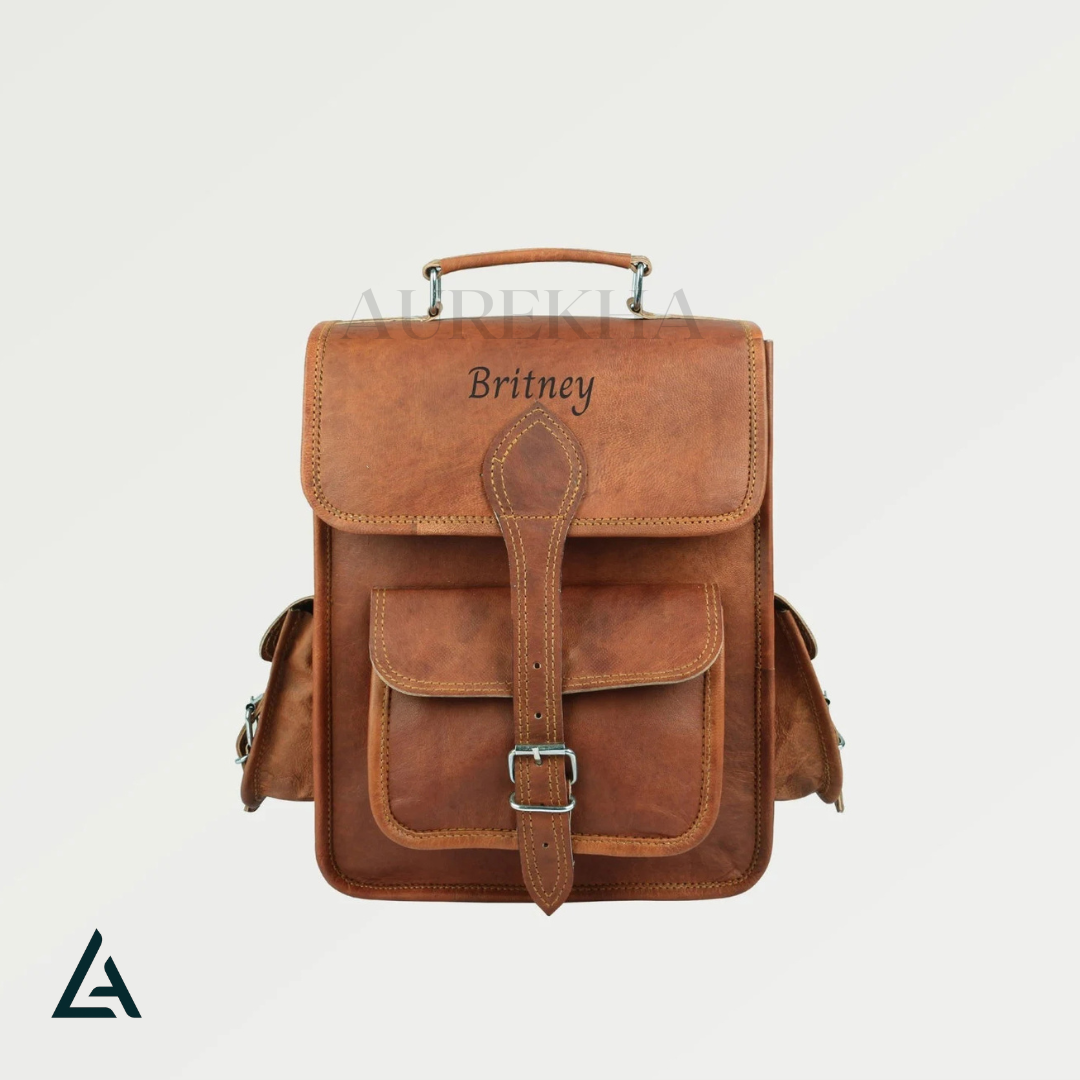 Personalized Leather Laptop Mini Travel Backpack | Aurekha - Aurekha