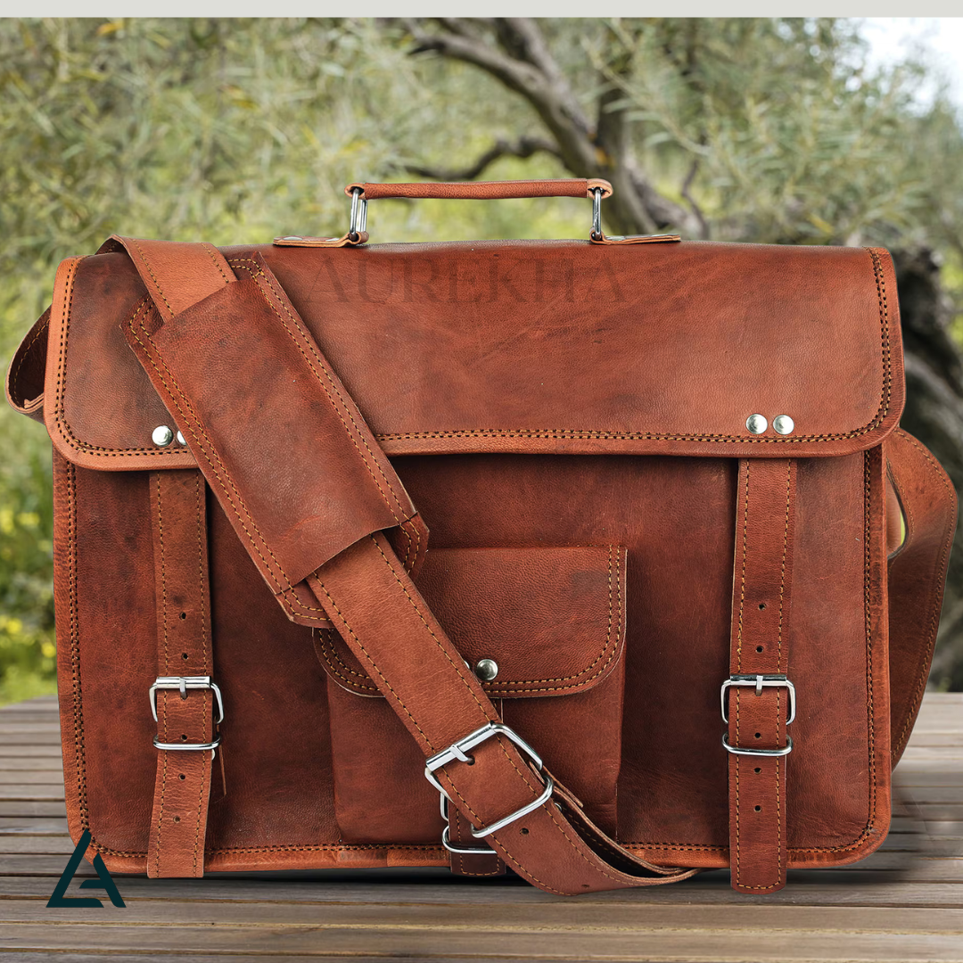 Personalized Leather Messenger Bag for Men | Aurekha - Aurekha