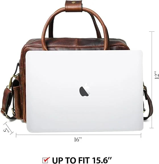 16 Inch Genuine Leather Laptop Messenger Shoulder Bag | Aurekha - Aurekha