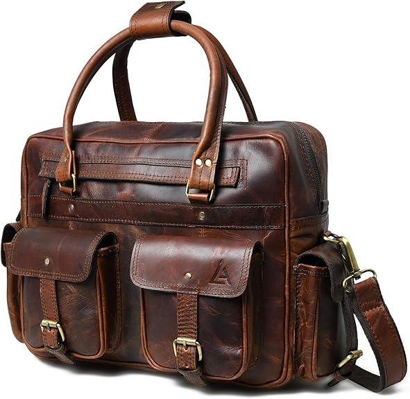 16 Inch Genuine Leather Laptop Messenger Shoulder Bag | Aurekha - Aurekha