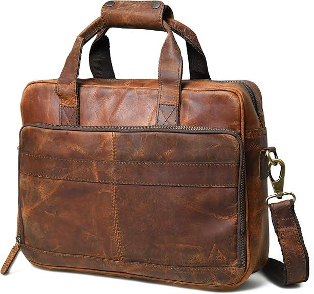 16 Inch Full-Grain Leather Briefcase Laptop Bag | Aurekha - Aurekha