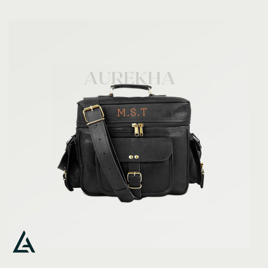 Personalized Leather Crossbody DSLR Bag | Aurekha - Aurekha