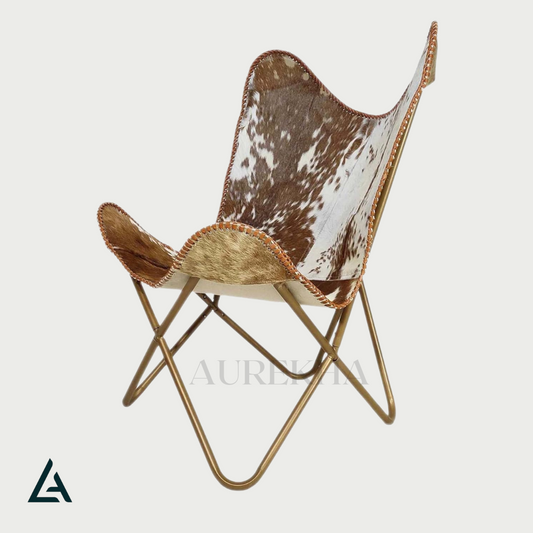 AUREKHA Cowhide Leather Butterfly Chair