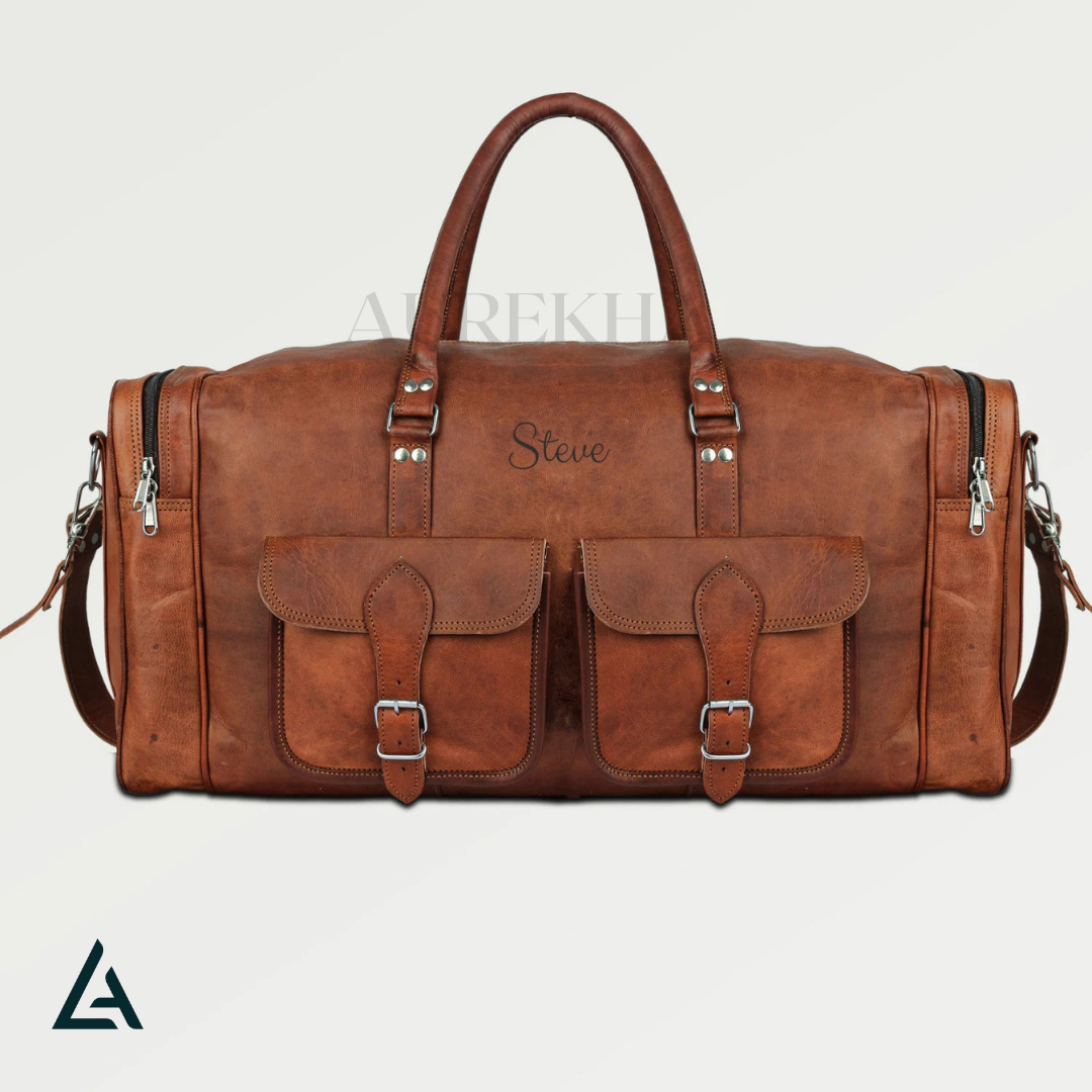 Personalized Leather Travel Duffel Bag | Aurekha - Aurekha