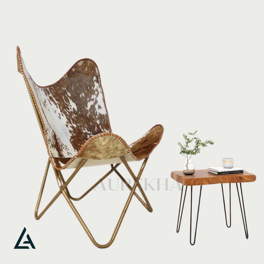 AUREKHA Cowhide Leather Butterfly Chair