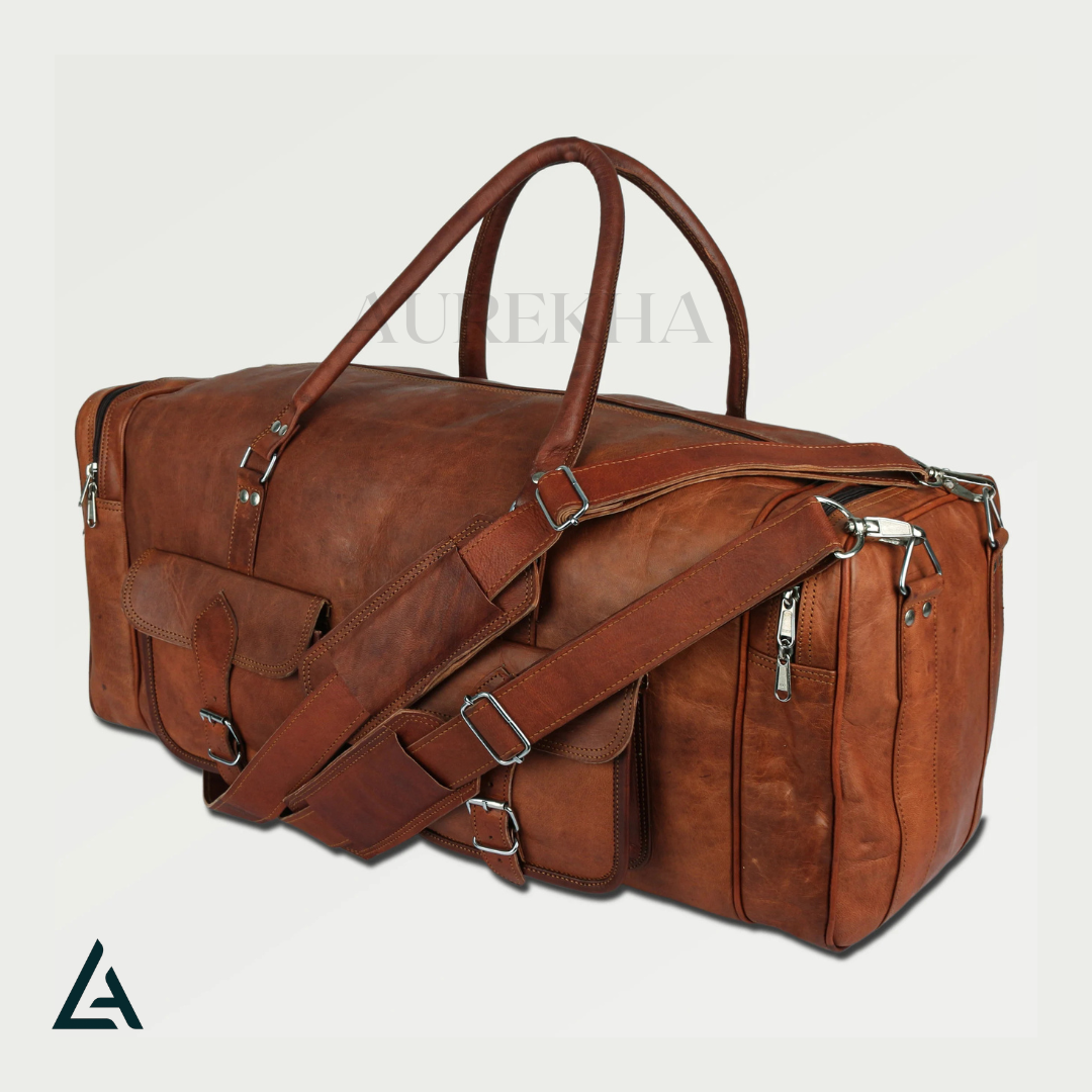 Personalized Leather Travel Duffel Bag | Aurekha - Aurekha