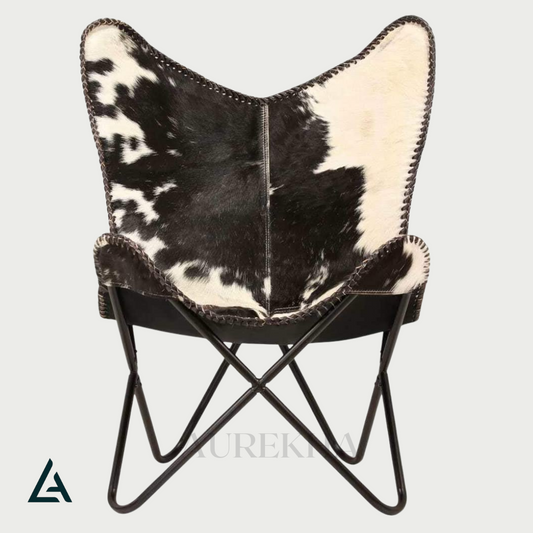 Cowhide Leather Butterfly Chair – Handmade Folding Lounge Chair by Aurekha
