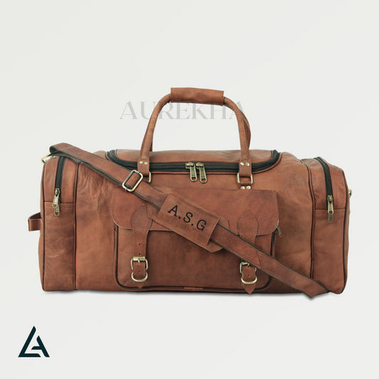 Leather Weekender Duffle Bag | Aurekha - Aurekha