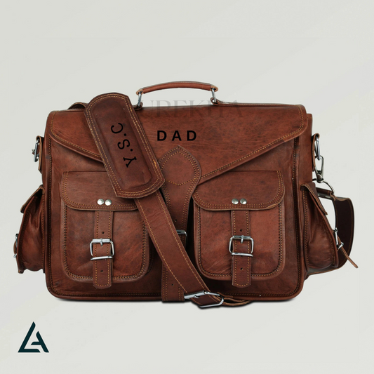 Personalized Leather Briefcase Satchel ANDI | Aurekha - Aurekha