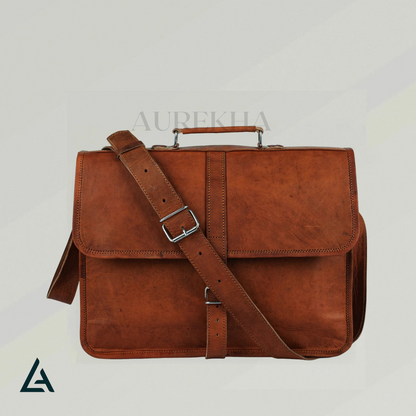 Personalized Leather Crossbody Laptop Messenger Bag | Aurekha - Aurekha