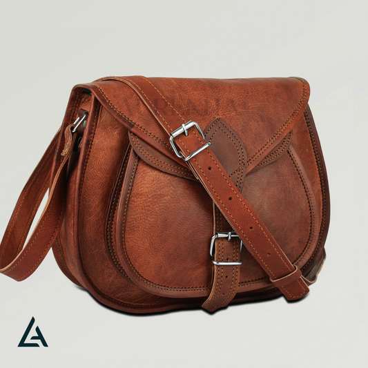 Personalised Leather Small Crossbody Shoulder Saddle Bag | Aurekha - Aurekha