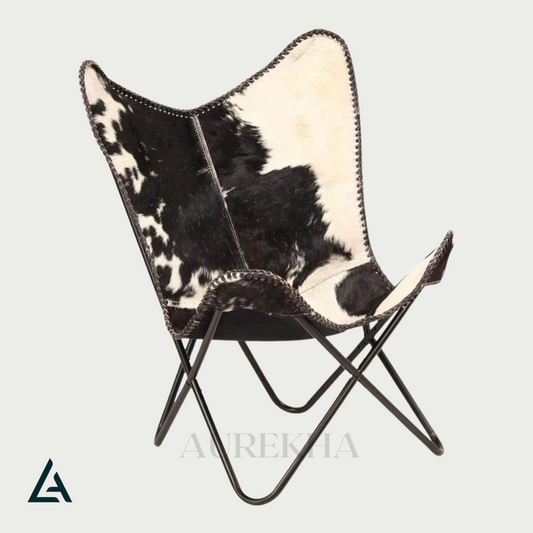 Cowhide Leather Butterfly Chair – Handmade Folding Lounge Chair by Aurekha