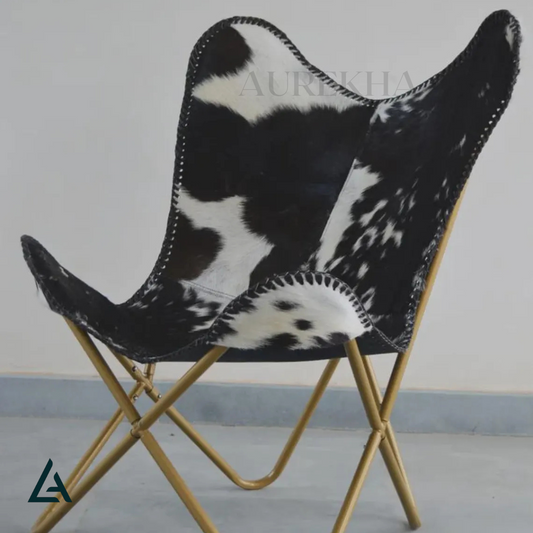 Cowhide Leather Butterfly Chair – Handmade Folding Lounge Chair by Aurekha