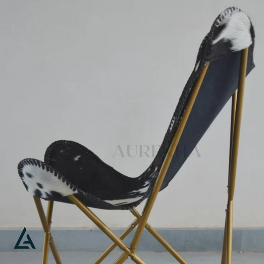 Cowhide Leather Butterfly Chair – Handmade Folding Lounge Chair by Aurekha