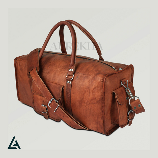 PERSONALIZE Leather Square Duffle for Travel | Aurekha - Aurekha