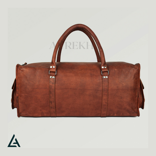 PERSONALIZE Leather Square Duffle for Travel | Aurekha - Aurekha