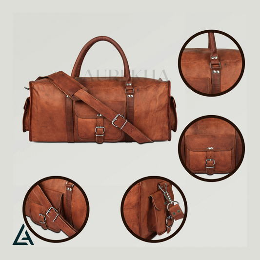PERSONALIZE Leather Square Duffle for Travel | Aurekha - Aurekha