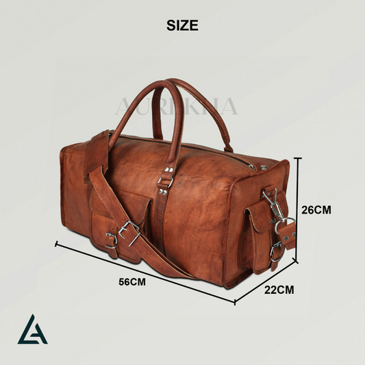PERSONALIZE Leather Square Duffle for Travel | Aurekha - Aurekha