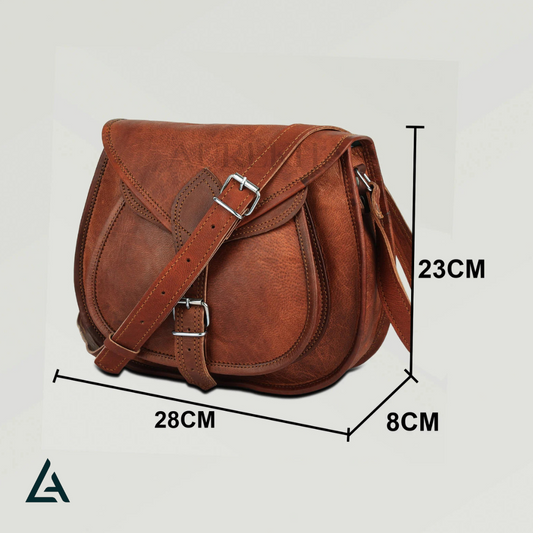 Personalised Leather Small Crossbody Shoulder Saddle Bag | Aurekha - Aurekha