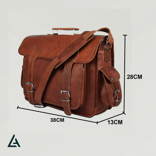Personalized Handmade Leather Messenger Bag | Aurekha - Aurekha