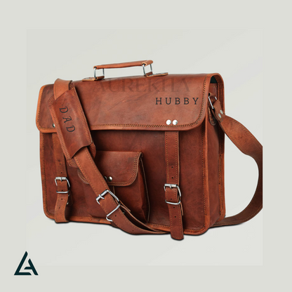 Personalized Leather Messenger Bag for Men | Aurekha - Aurekha