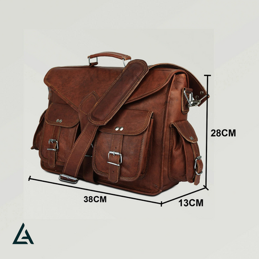 Personalized Leather Briefcase Satchel ANDI | Aurekha - Aurekha