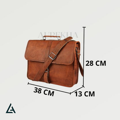 Personalized Leather Crossbody Laptop Messenger Bag | Aurekha - Aurekha
