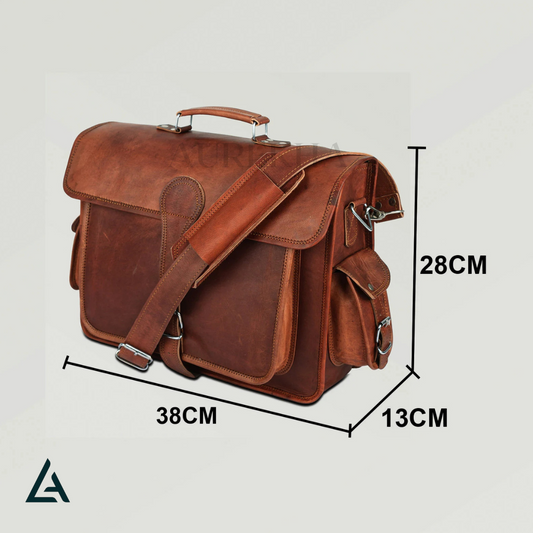 Personalized Leather Briefcase 1 Big Pocket | Aurekha - Aurekha