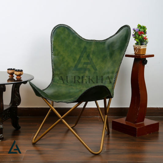 Handmade Leather Folding Butterfly Chair | Aurekha - Aurekha