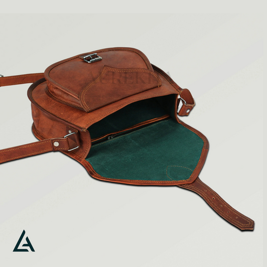 Personalised Leather Small Crossbody Shoulder Saddle Bag | Aurekha - Aurekha