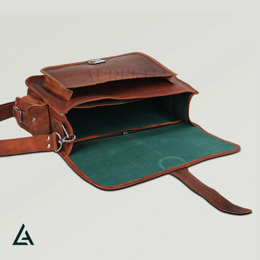 Personalized Leather Briefcase 1 Big Pocket | Aurekha - Aurekha