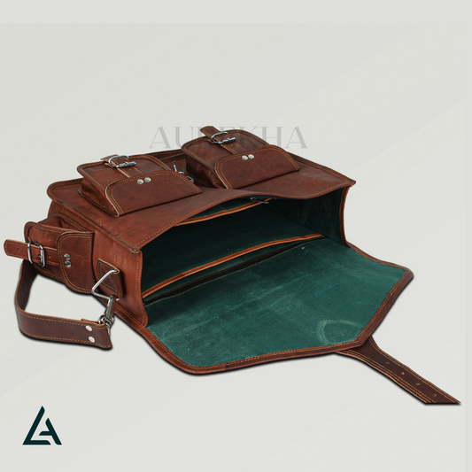 Personalized Leather Briefcase Satchel ANDI | Aurekha - Aurekha