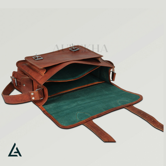 Personalized Handmade Leather Messenger Bag | Aurekha - Aurekha