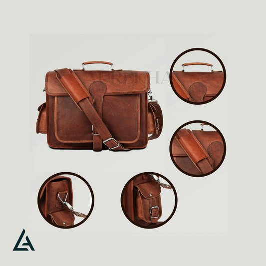Personalized Leather Briefcase 1 Big Pocket | Aurekha - Aurekha