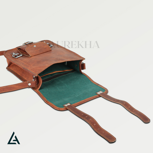 Personalised Leather Satchel Sling Bum Crossbody Bag Men | Aurekha - Aurekha