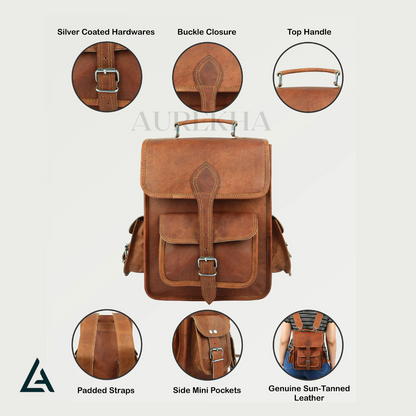 Personalized Leather Laptop Mini Travel Backpack | Aurekha - Aurekha