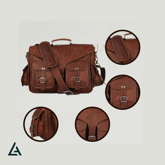 Personalized Leather Briefcase Satchel ANDI | Aurekha - Aurekha