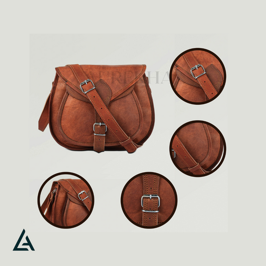 Personalised Leather Small Crossbody Shoulder Saddle Bag | Aurekha - Aurekha