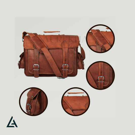 Personalized Handmade Leather Messenger Bag | Aurekha - Aurekha