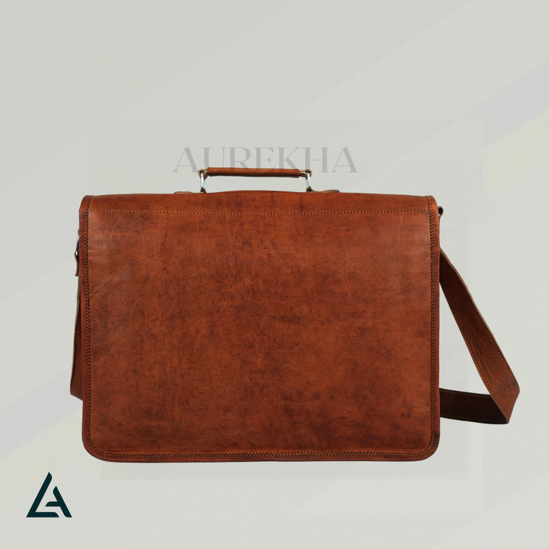 Personalized Leather Crossbody Laptop Messenger Bag | Aurekha - Aurekha
