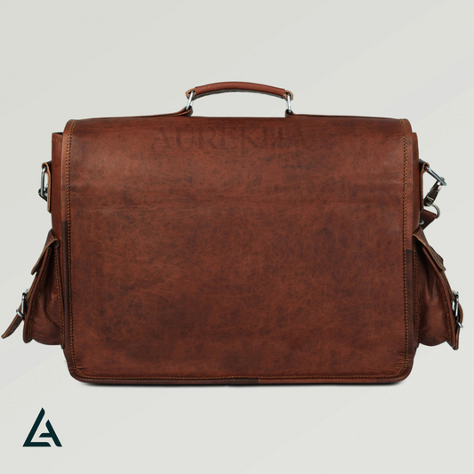 Personalized Leather Briefcase Satchel ANDI | Aurekha - Aurekha