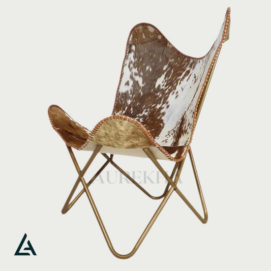 AUREKHA Cowhide Leather Butterfly Chair