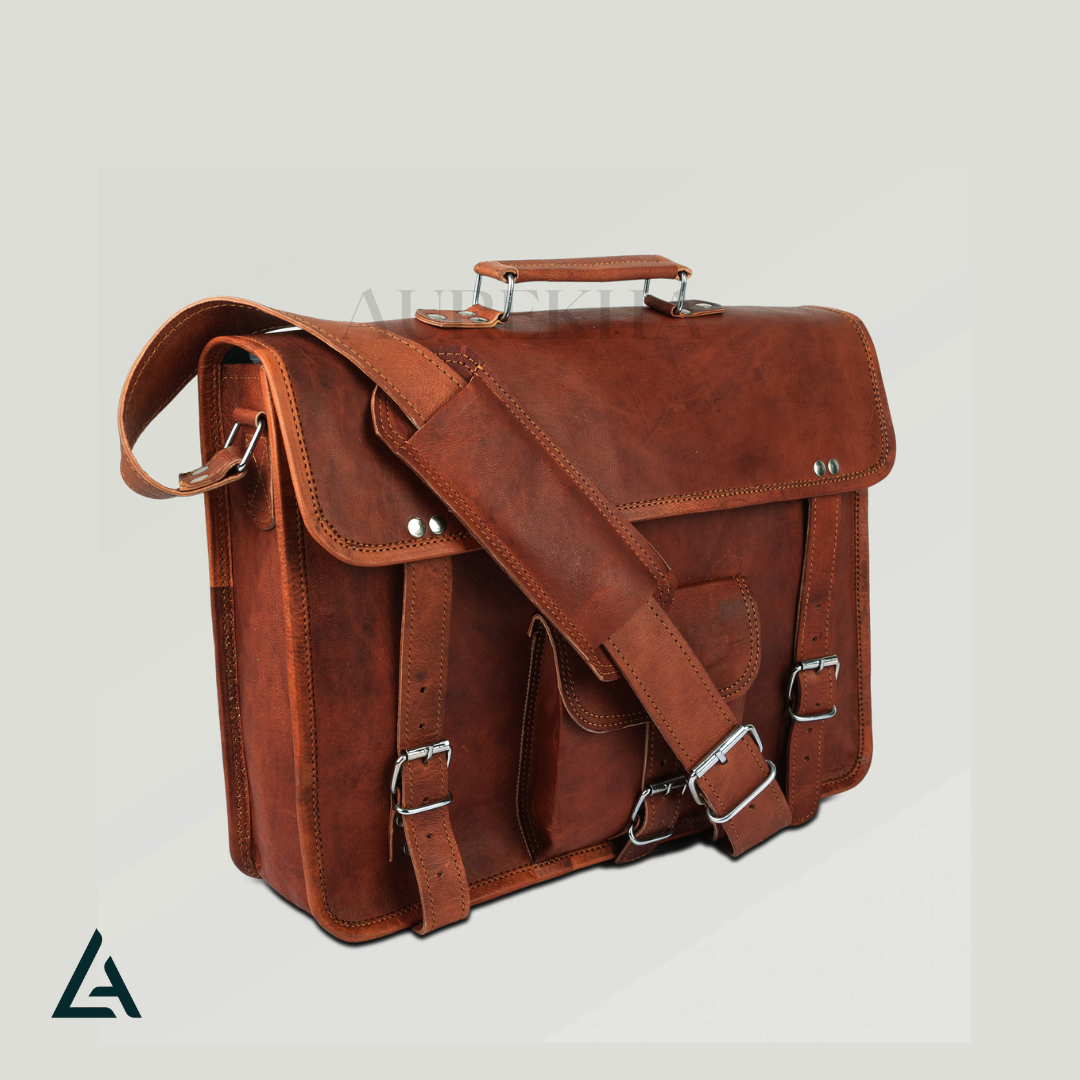 Personalized Leather Messenger Bag for Men | Aurekha - Aurekha