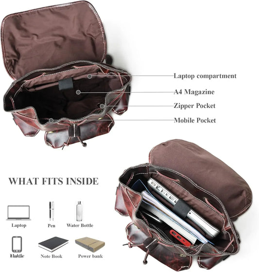 16 Inch Genuine Leather Laptop Backpack | Aurekha - Aurekha