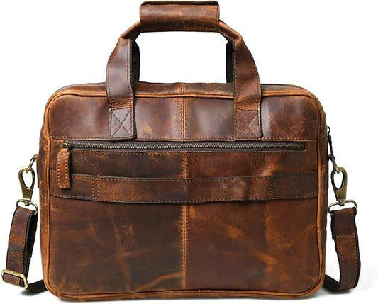 16 Inch Full-Grain Leather Briefcase Laptop Bag | Aurekha - Aurekha