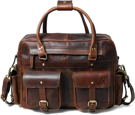 16 Inch Genuine Leather Laptop Messenger Shoulder Bag | Aurekha - Aurekha