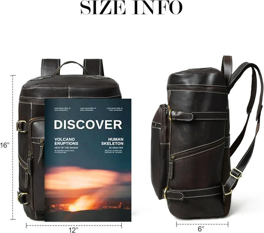 16 Inch Full-Grain Leather Laptop Travel Backpack for Men and Women | Aurekha - Aurekha