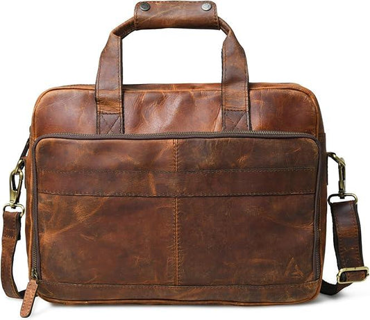 16 Inch Full-Grain Leather Briefcase Laptop Bag | Aurekha - Aurekha