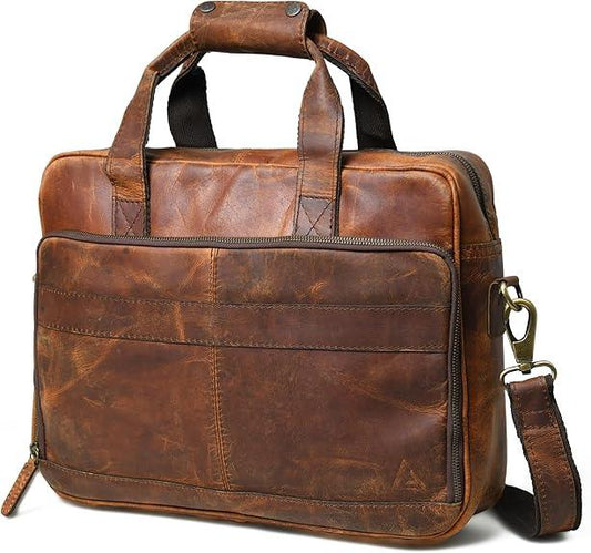 16 Inch Full-Grain Leather Briefcase Laptop Bag | Aurekha - Aurekha