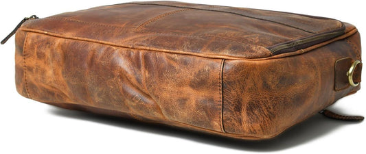 16 Inch Full-Grain Leather Briefcase Laptop Bag | Aurekha - Aurekha